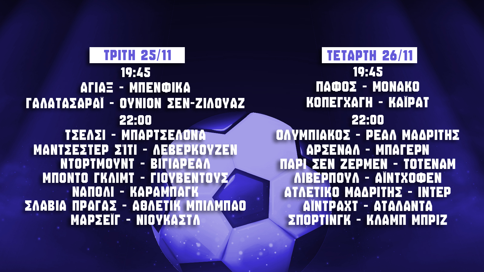 προγραμμα τσαμπιονς λιγκ