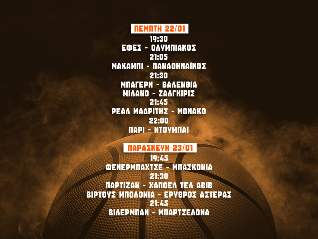 προγραμμα ευρωλιγκα